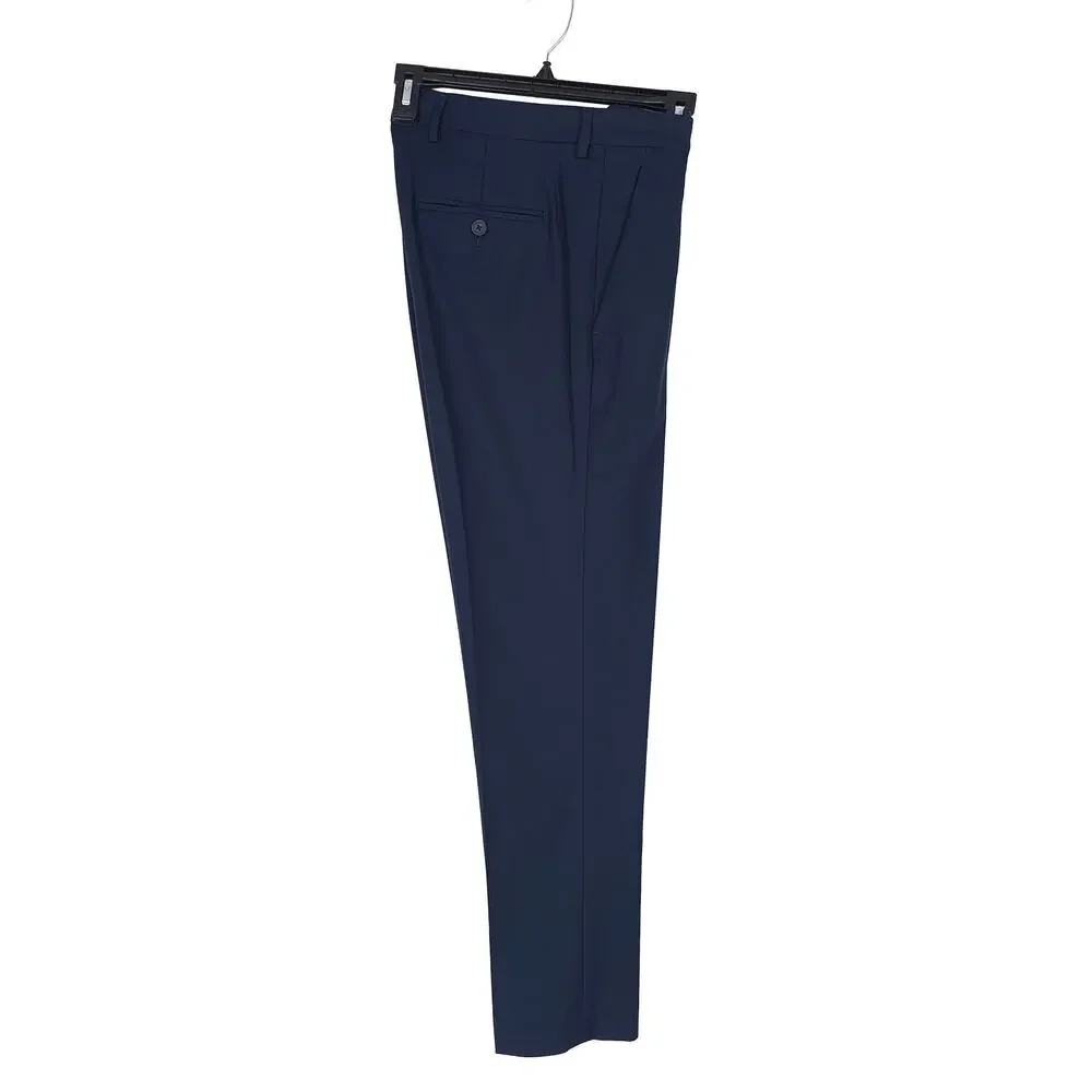 Perry Ellis Mens Slim Fit Dress Pants 34x30 Eclipse Blue Stretch Micro Twill NWT